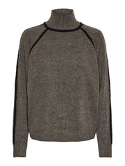 Pieces Lola High Neck Knit Pullover - Morel/Black