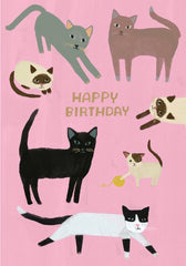 Roger La Borde Cats on Pink Card