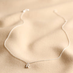 Lisa Angel Tiny Pearl Initial Charm Necklace - Silver