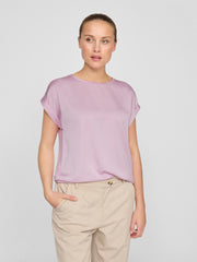 Vila Ellette Satin Top - Winsome Orchid