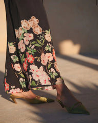 One Hundred Stars - Trailing Blossom Black Crepe Palazzo Pants