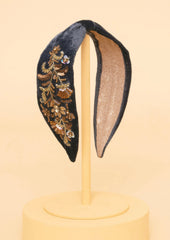Powder Design - Velvet Embellished Headband Golden Wildflowers Slate