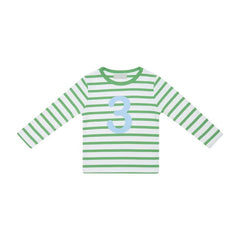 Bob & Blossom - Grass Green & White Breton Striped Cotton T Shirt