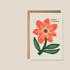 Kiran Ravilious Marvellous Bloom Birthday Card - Orange