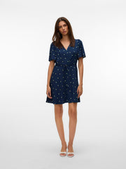 Vero Moda Alba Short Dress - Navy Blazer/ Lemons
