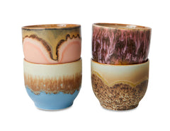 HKliving 70s Ceramics Coffee Mugs Set of 4- Lagoon