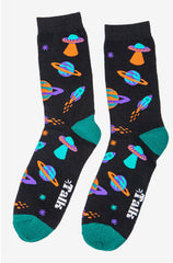 Sock Talk - Men's Retro Space Invasion UFO Bamboo Socks