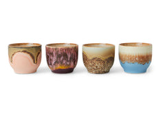 HKliving 70s Ceramics Coffee Mugs Set of 4- Lagoon