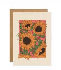 Cai & Jo Sunflower Drawing Plain Greetings Card