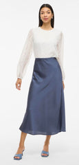Vila Ellette High Waisted Midi Skirt - Vintage Indigo