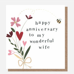 Caroline Gardner - Wonderful Wife Flowers Anniversary Card