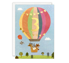 Age 3 Balloon Birthday Card by James Ellis