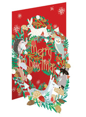 Roger la Borde Lasercut Christmas Card - Animal Wreath