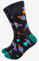 Sock Talk - Men's Retro Space Invasion UFO Bamboo Socks