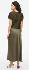 Vila Ellette High Waisted Midi Skirt - Dusty Olive