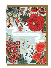 EarlyBird Blue Floral Christmas Card