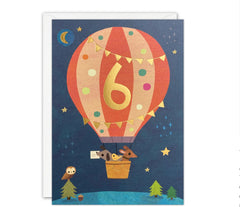 Age 6 Balloon Birthday Card by James Ellis