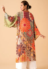 Powder Design - 70s Kaleidoscope Floral Kimono Gown Sage
