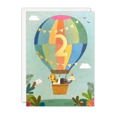 Age 2 Balloon Birthday Card by James Ellis