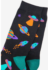 Sock Talk - Men's Retro Space Invasion UFO Bamboo Socks