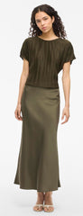 Vila Ellette High Waisted Midi Skirt - Dusty Olive