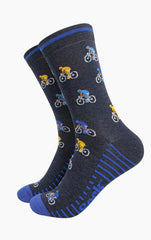 Sock Talk- Men's Bamboo Socks - Navy, Cyclists
