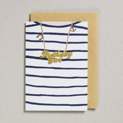 Petra Boase Gold Birthday Girl Blue Stripe T Shirt