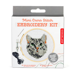 Kikkerland Mini Cross Stitch Embroidery Kit - Tabby Cat