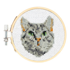 Kikkerland Mini Cross Stitch Embroidery Kit - Tabby Cat