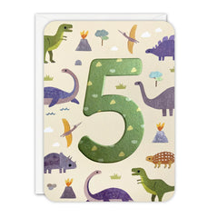 James Ellis Age 5 Dinosaurs Birthday Card