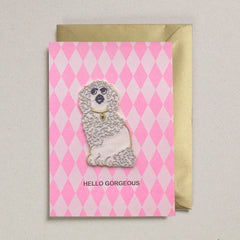 Petra Boase - Iron on Patch Card - White Wally Dog