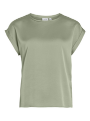 Vila Ellette Satin Top - Swamp