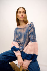 Noella Liana Knit Sweater - Rose and Navy