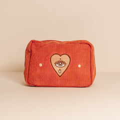Cai & Jo - Corduroy Makeup Bag in Rust