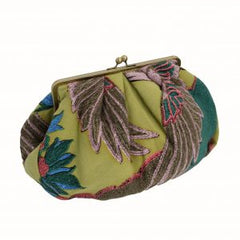 One Hundred Stars - Crane Olive Kiss Lock Clutch Bag