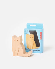 Kikkerland - Cat Beechwood Phone Stand