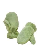 Powder Design - Fluffy Teddy Kids Mittens in Sage