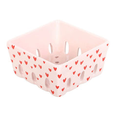 Something Different - Pink Heart Print Ceramic Berry Basket