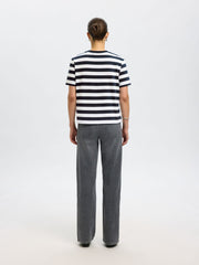 Selected Femme Essential Striped Boxy Tee - Dark Sapphire/Bright White