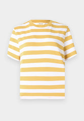 Selected Femme Essential Striped Boxy Tee - Ochre/Bright White