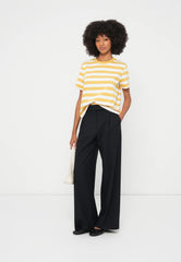Selected Femme Essential Striped Boxy Tee - Ochre/Bright White