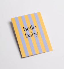 Lagom Design Pastel Striped Hello Baby Card