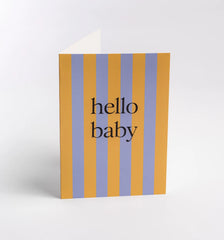 Lagom Design Pastel Striped Hello Baby Card