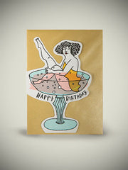 Archivist Birthday Cocktail Cut Out Card