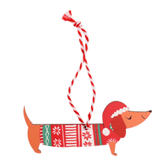 Rex London - Wooden hanging Sausage Dog Tree Decoration