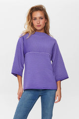Nümph Nuirmelin Stripe Pullover Top - Tillandsia Purple