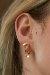 Estella Bartlett - Duo Pave Star Hoops Gold Plated