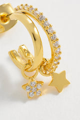 Estella Bartlett - Duo Pave Star Hoops Gold Plated