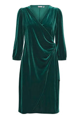 Fransa Velvet Dress in Pine Green