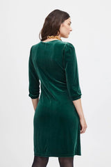 Fransa Velvet Dress in Pine Green